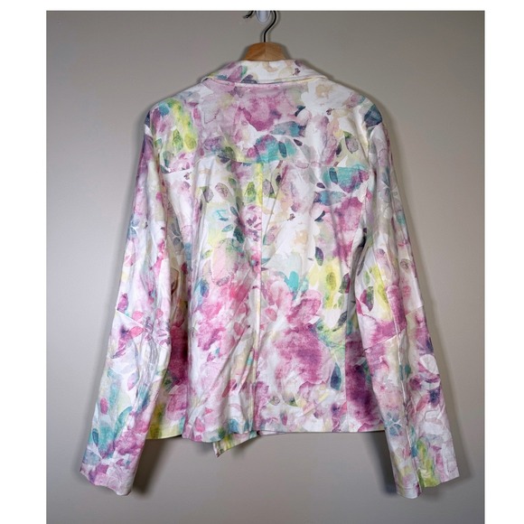 Addyson Parker Womens Floral Print Moto Jacket Zipper Front Collar Lapel Size 3X - Picture 4 of 5